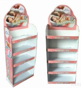 China Pink And White Floor Cardboard Display Box For Grocery Store on sale
