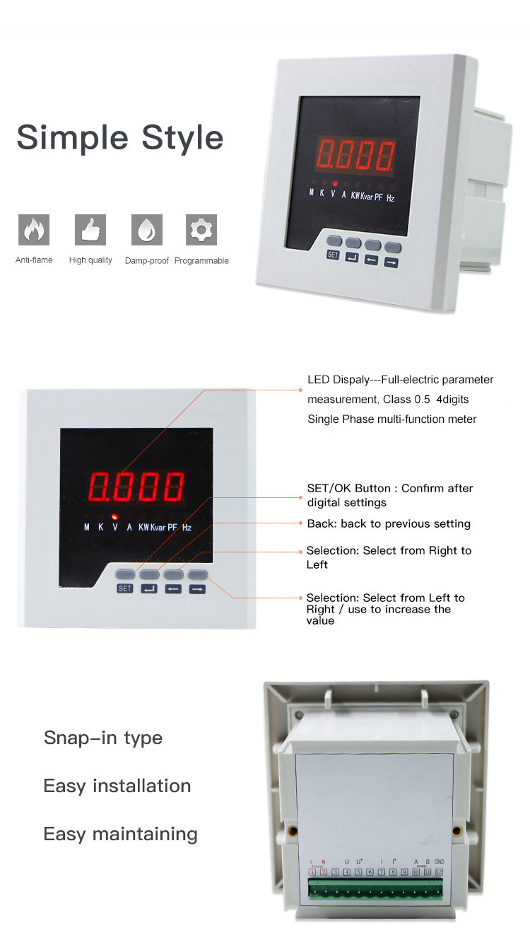 2022 Factory Cheap Price multi function digital power meter output 4-20ma