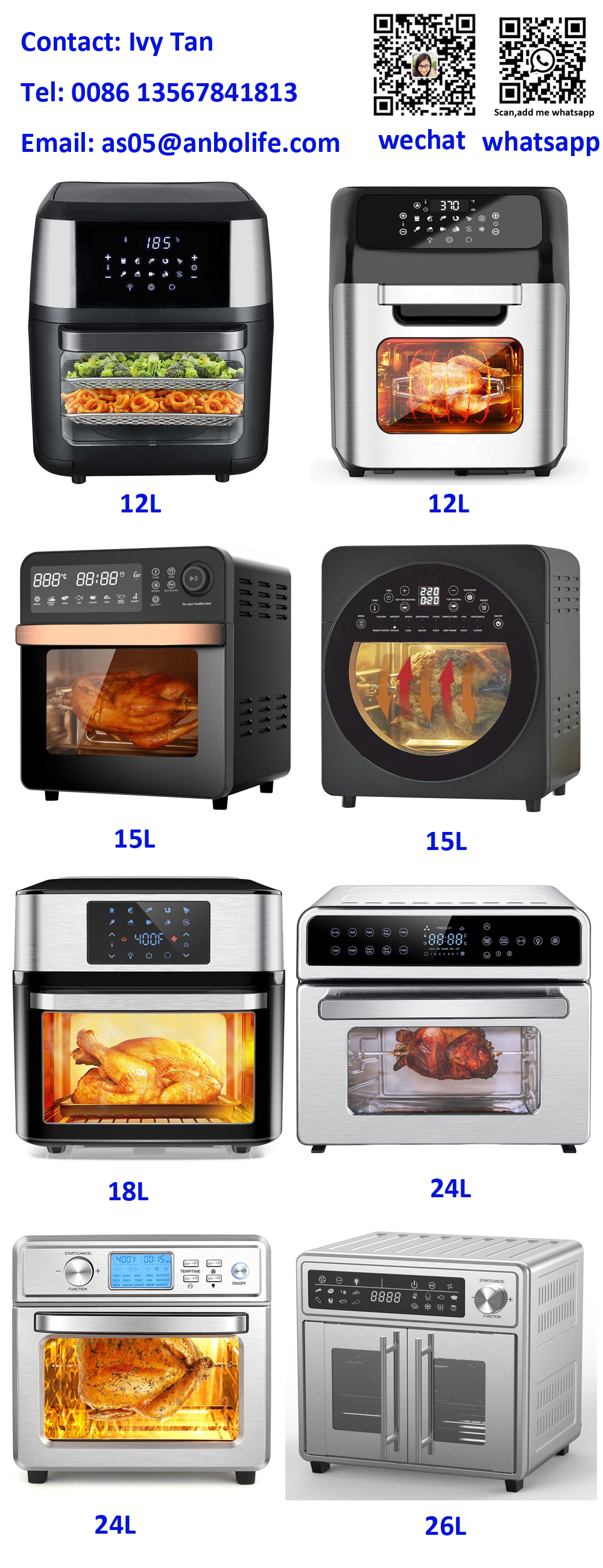 24 Liter 1700W Healthy Digital Air Fryer 360 Without Oil