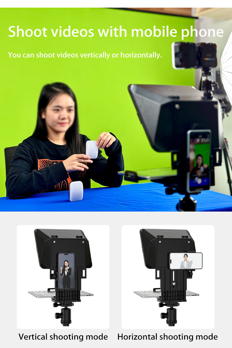 Universal Mobile Phone and Pad Prompting Teleprompter for Live Shooting TS-350Pro