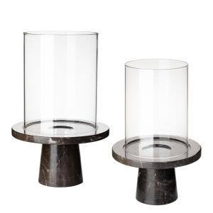 China Black Stand Clear Glass Cover 300MM Decorative Candle Holder wholesale