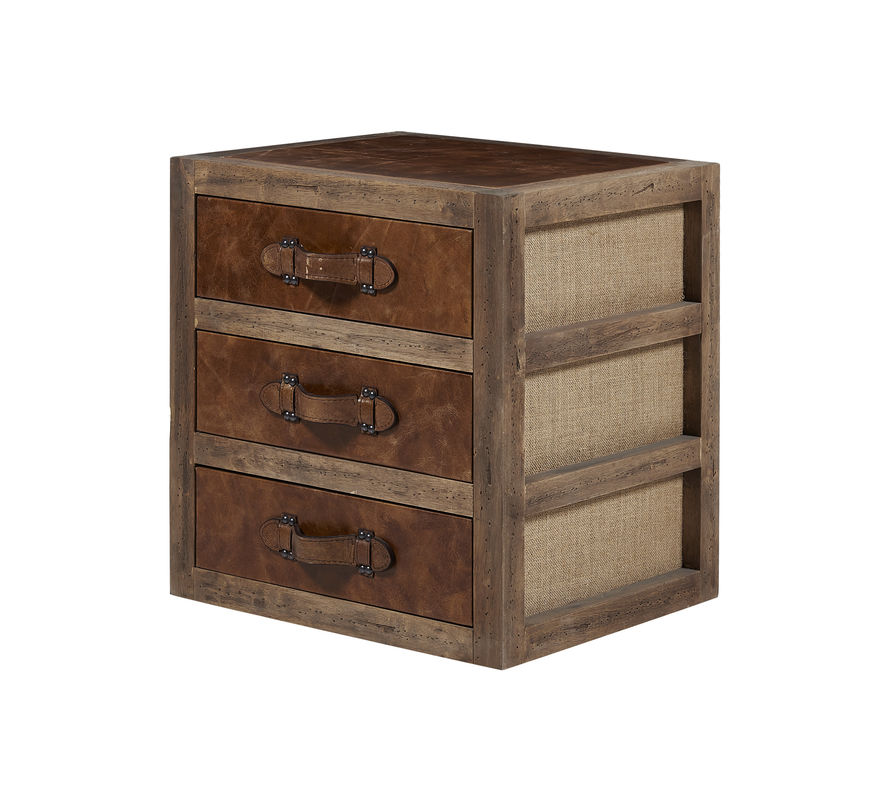 Top Grain Genuine Leather Steamer Trunk Bedside Table , Living Room Trunk Coffee Table Old Finish
