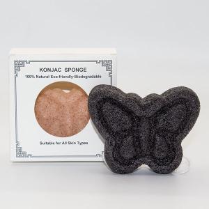 China Black Yellow Butterfly Shape Konjac Cleaning Sponge No Preservatives wholesale