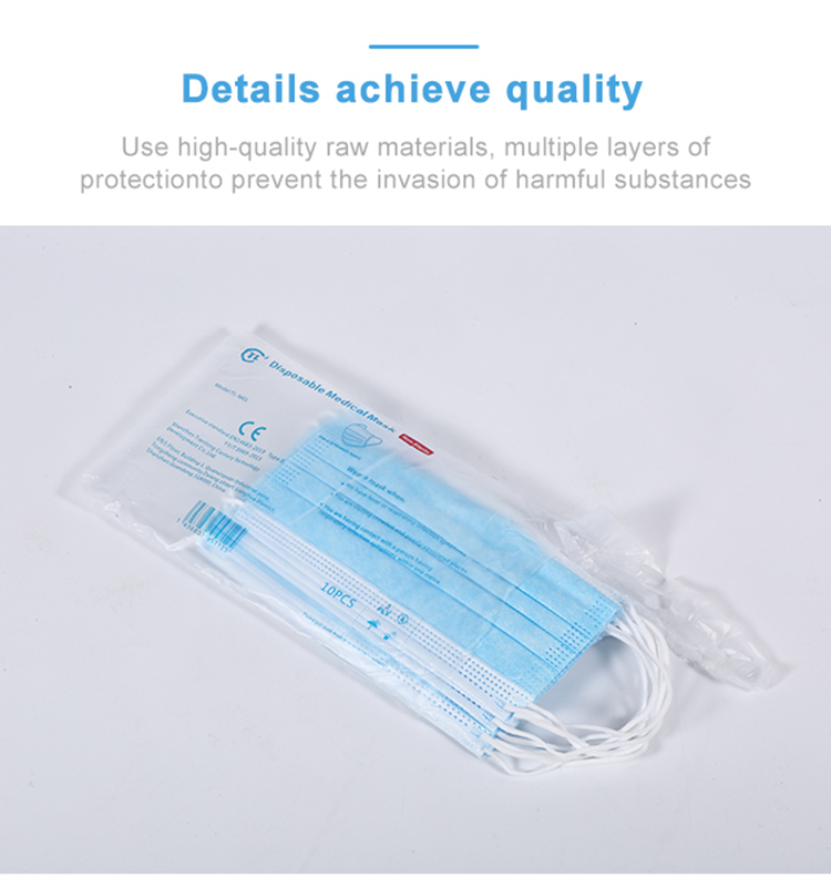 Top Quality None Wave Medical Mask Factory Surgical 3 Layers Disposable Non-woven Face Mask