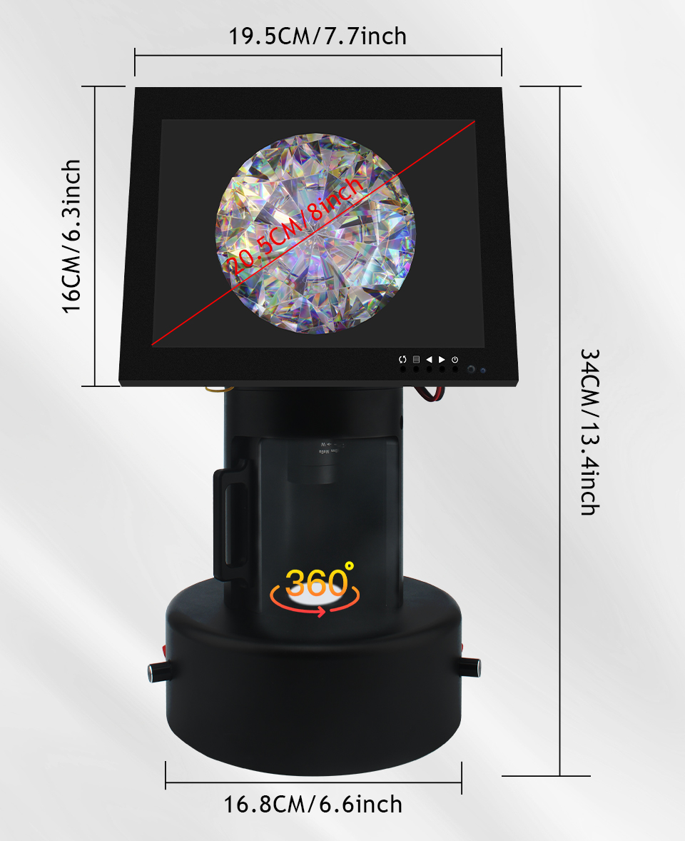 8" LCD Screen Jewelry Making Microscope 5-50mm Lens Focal Length