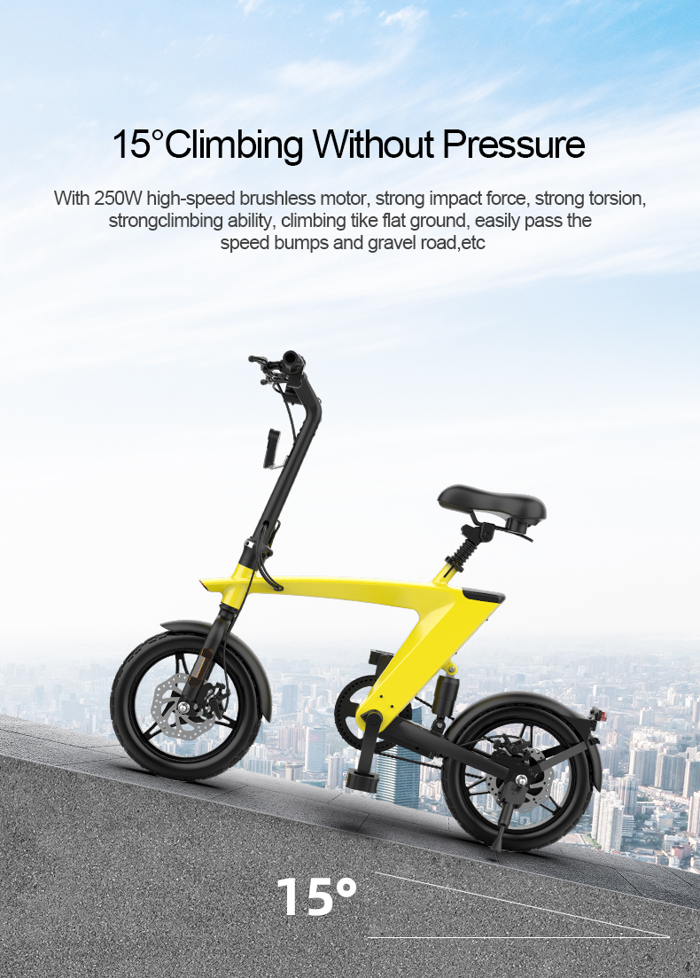 250/400W Brushless Motor Electric City Bicycle Lightweight Folding Bike for Convenient Trunk Storage and Max Load of 100Kg