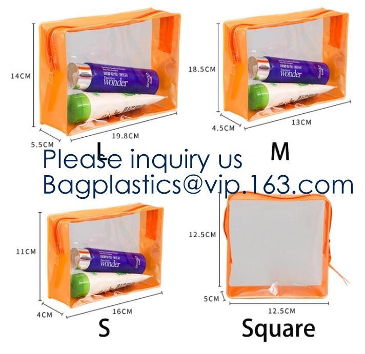 Small Clear PVC Waterproof Bag with Zipper Closure, Mini Portable Transparent Plastic Organizer Pouch for Cosmetic, Make