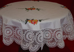 christmas tablecloths cotton and linen, Tablemat, Corcheted Lace Table linen, Tablecloth