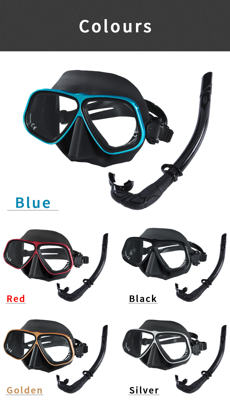 Rubber Diving Prescription Mask Snorkel Goggles Set ROHS Certified