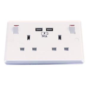 China British Standard USB Wall Switch Socket , 110V ~ 250V 13A Charging Socket Panel wholesale