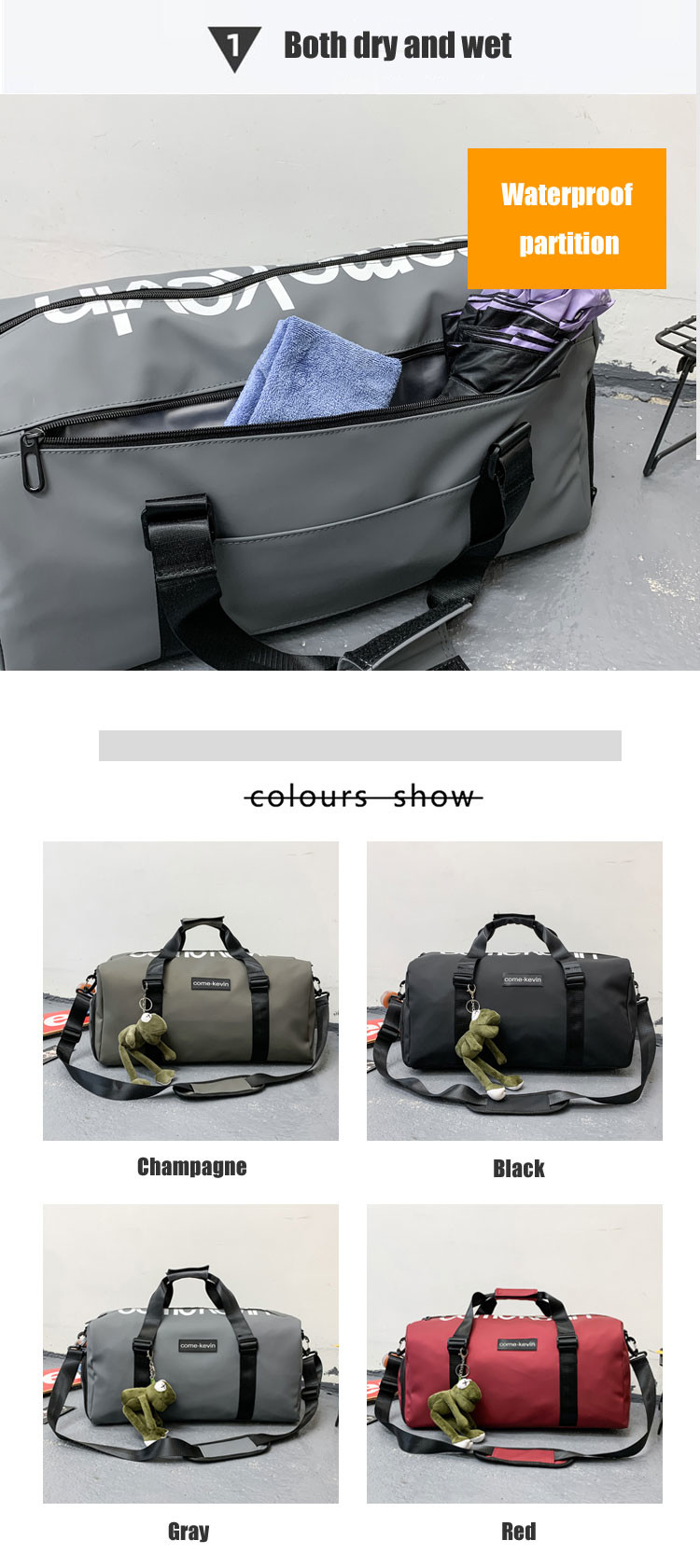 45L Lightweight Gym Duffle Bag Sport Gym Bag With Shoe And Wet Compartment