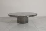 Brushed Stainless Steel Round Coffee Table With Natural Marble Top