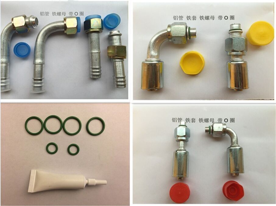 #6 #8 #10 #12 Straight Female O-Ring 7/8-14UNF Aluminium joint with iron cap auto air conditioning hose fitting