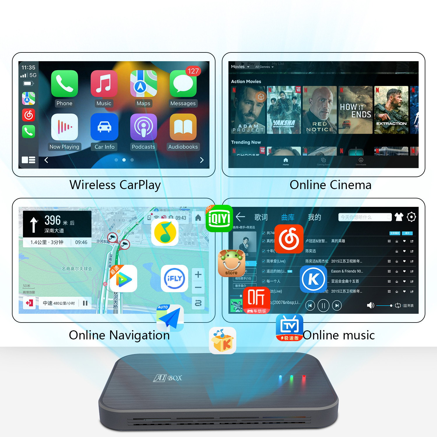 Z4 Mini Wireless Carplay Adapter RGB Light USB Type-C Port Automatic Startup Carplay
