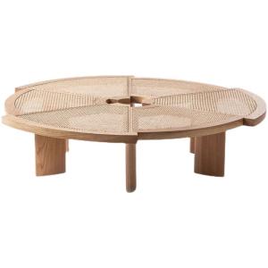 China Oak Solid Wood Coffee Table Rattan Top Small Round Coffee Table wholesale