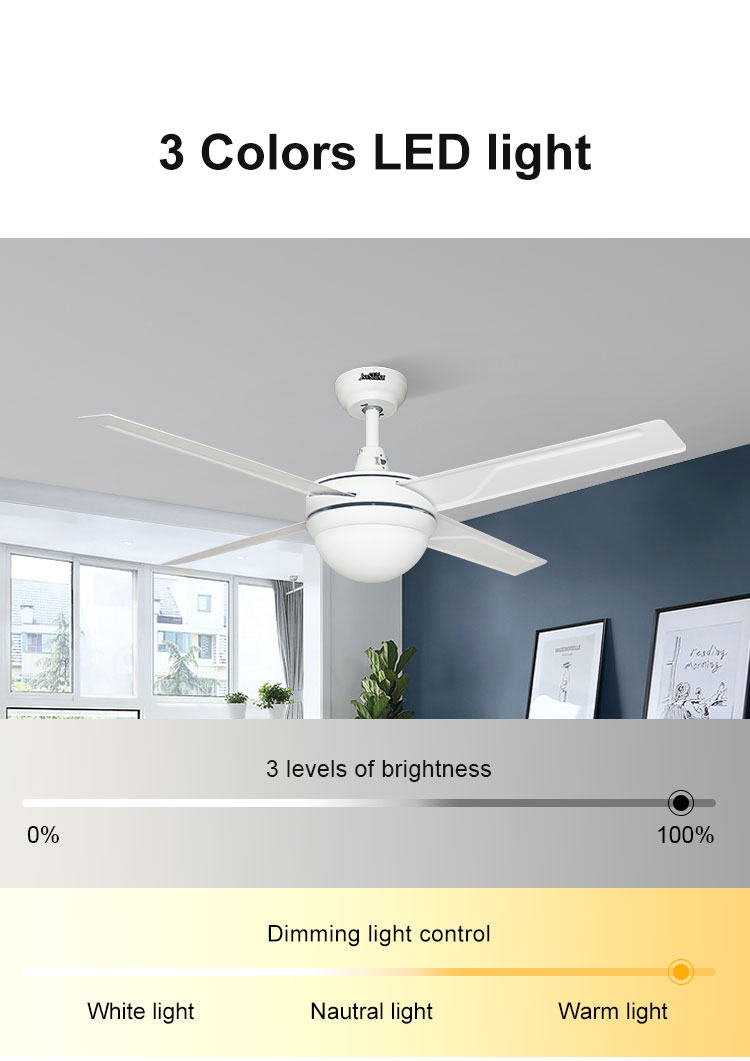48 Inch Iron Blades Ceiling Fan with LED Lights Remote Control Improve Air Circulation