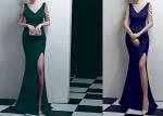Mermaid Sexy Wedding Bridesmaid Dresses , Small Tail Elastic V Neck Ball Gown