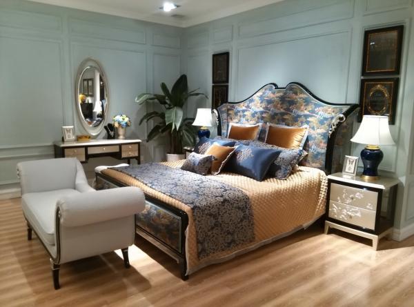Luxury New Classic Bedroom Furniture set King Bed black finish Wood and Culture
