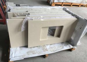 China Botticino Beige Marble Bathroom Countertops Durable With Rectangle Sinks wholesale