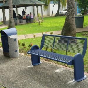 China Powder Coated Blue Metal Garden Bench For Outdoor Street Playground Leisure wholesale