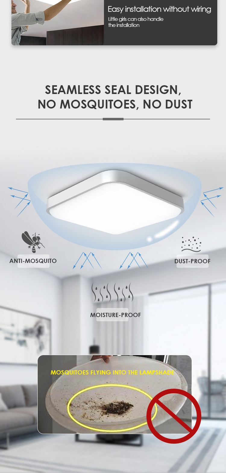 Living Room Square Indoor Solar Ceiling Lights 200w 6000K Surface Mounted