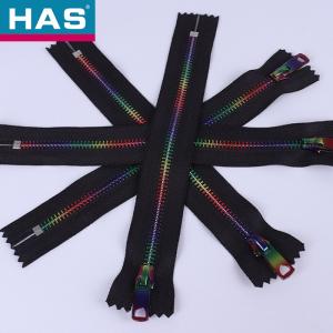 China Brass Colored Metal Zippers #5 #10 Rainbow Teeth Zippers For Clothing wholesale