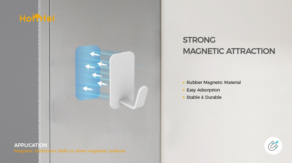 Single Tier Magnetic Attraction Shower Rack For No Drilling Wall Mounting In Bathroom