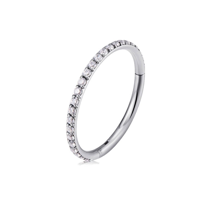 G23 Gold Titanium Piercing Jewelry Clear Gems Nose Ring For Women