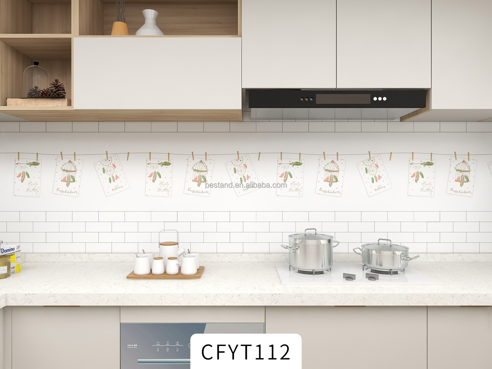 Removable Self-adhesive Foil Sticker Kitchen Backsplash Wallpaper Roll Waterproof Wall Paper for Decorative Tile