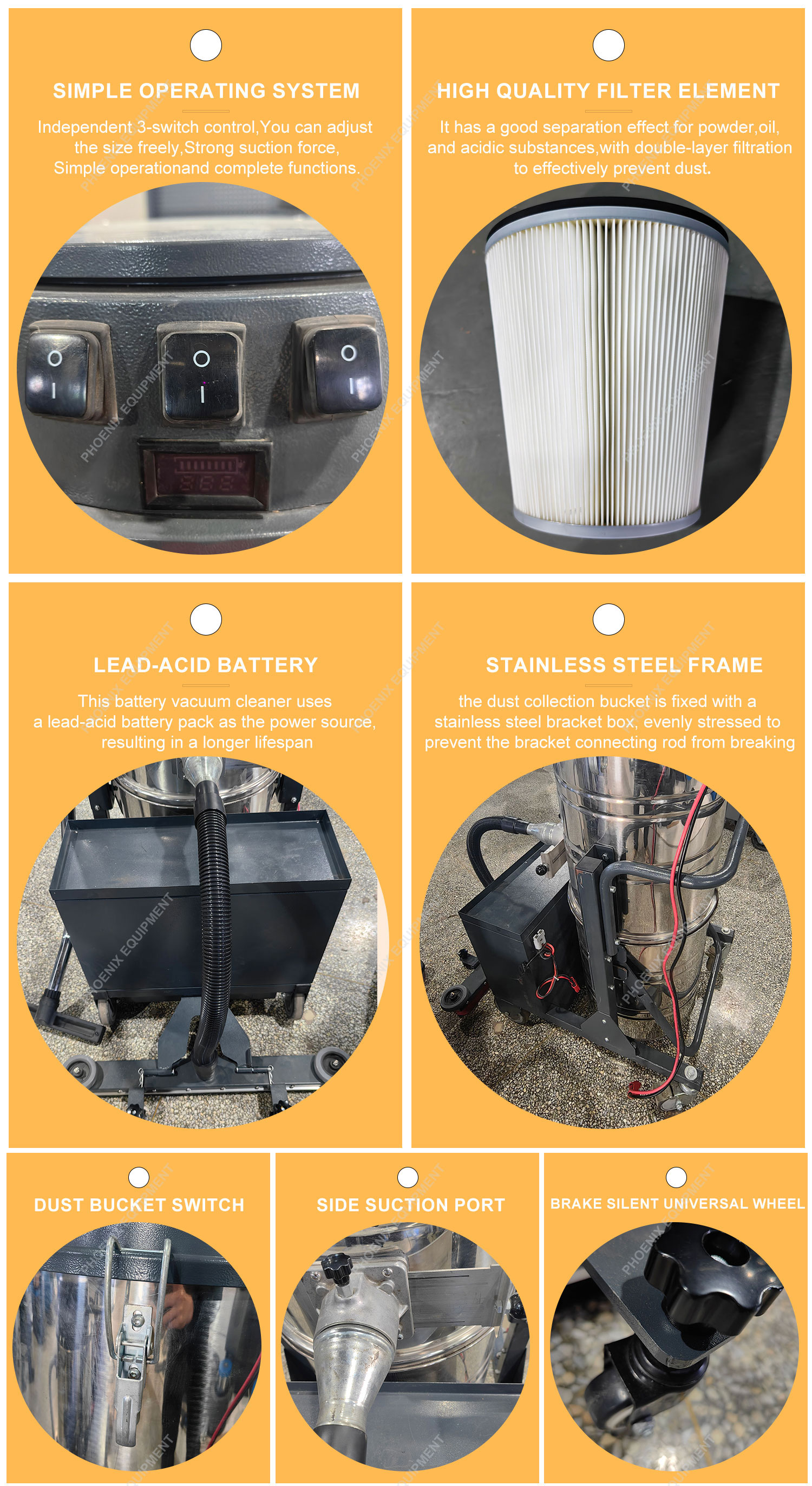 Battery Capacity 100AH D100PbAc 100L Electric Floor Vacuum Cleaner for Printing Shops
