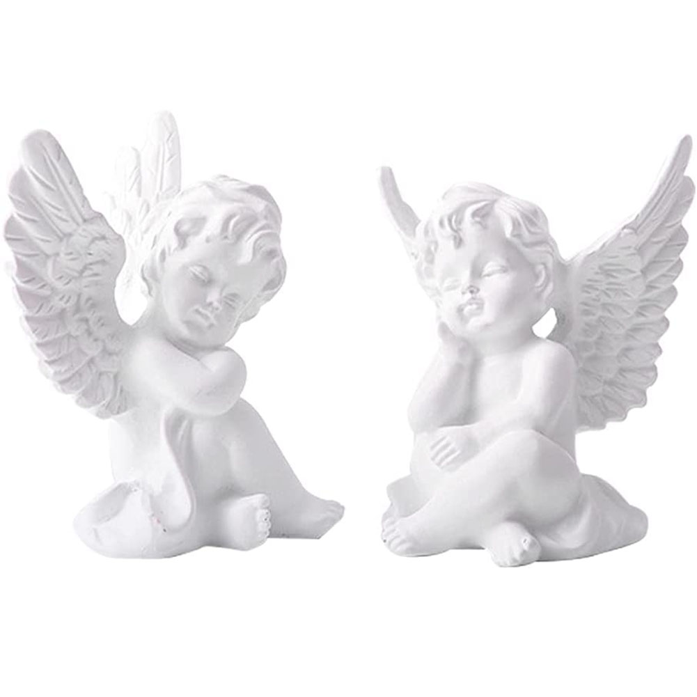 Finished Goods Garden Miniature Gold 2pcs Cherub Resin Statue Angel Figure Decorative