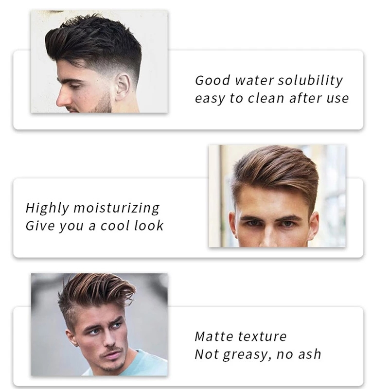 Beard Suitable Hair Modeling Mud for Men High Hold Low Shine Natural Look Silicone-Free