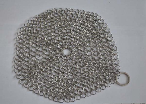 Custom Pan Stainless Steel Chainmail Scrubber 10mm Outside Diameter , Eco
