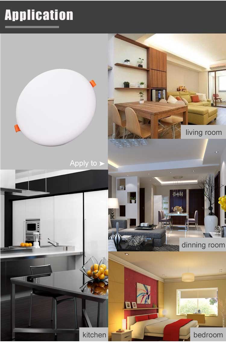 Round Square Surface Mount Led Skd Panel Light Aluminium Rohs Led Ceiling Light Frameless Slim Adjustable Recessed Pane