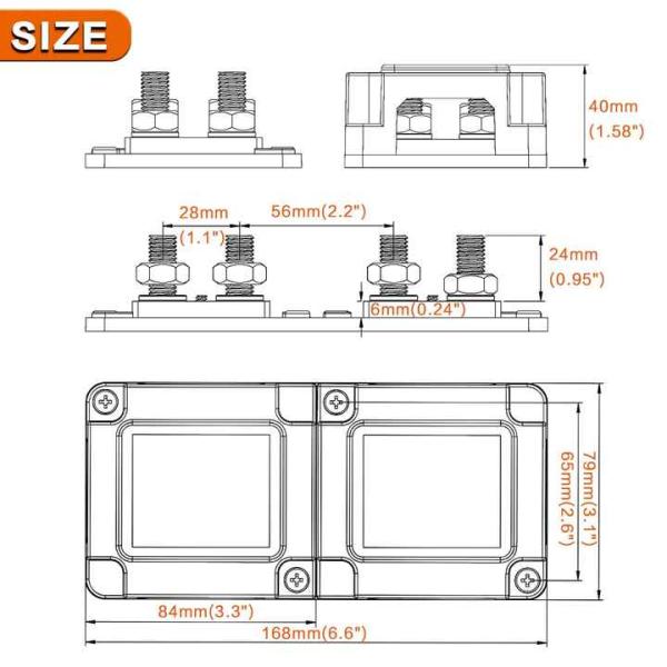 Heavy Duty 400A 48V Bus Bar Power Distribution Block Nylon Material
