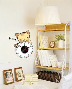 Fashion Home Decorative Removable Vinyl Wall Sticker with Contemporary Metal Clock 10A105
