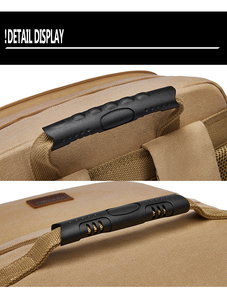 56-77Litre Vintage Canvas Laptop Backpack Khaki Color Waterproofing