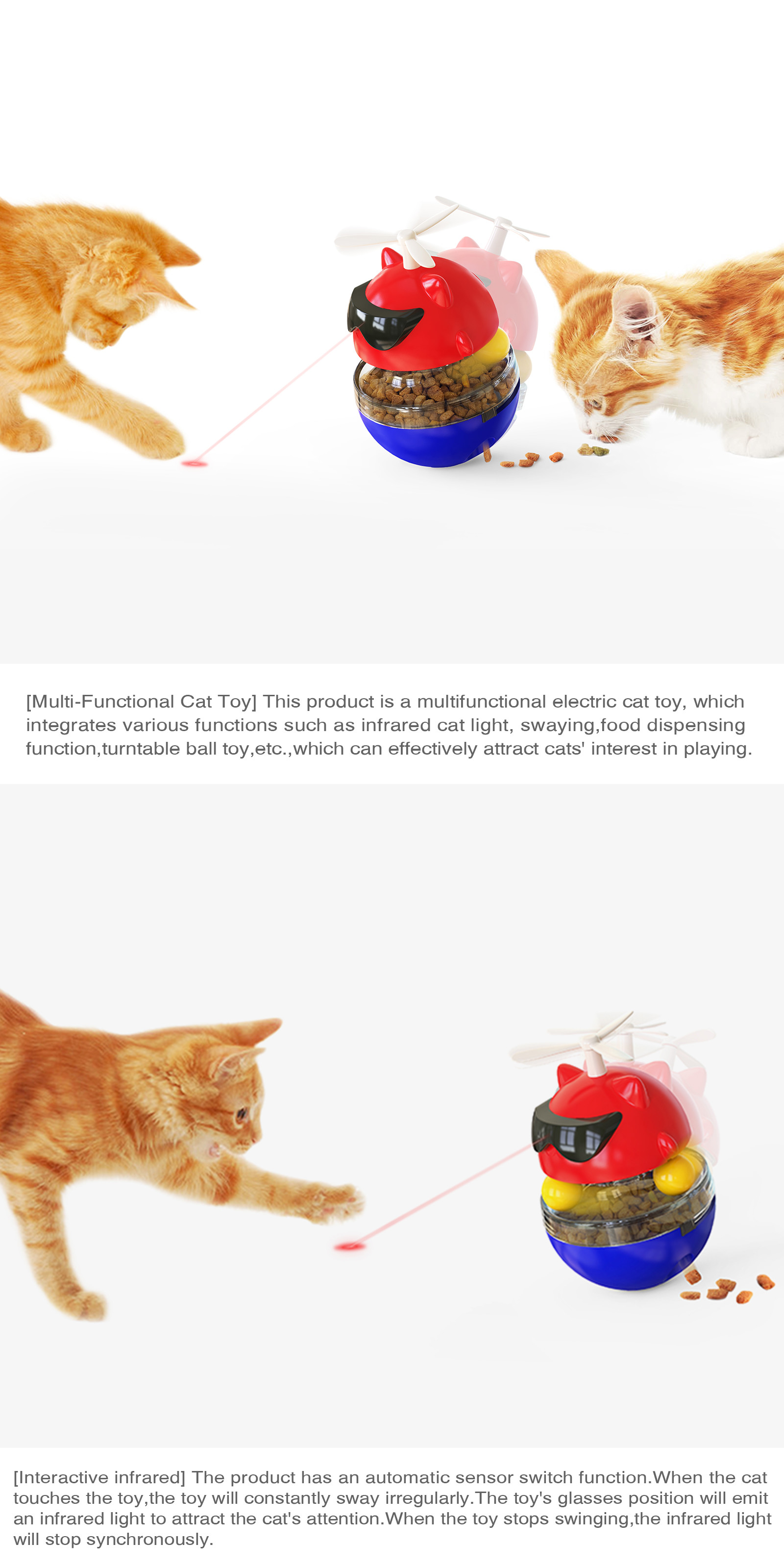 Infrared Interactive Pet Toys Cat Light Windmill Propeller USB Recharged 512g