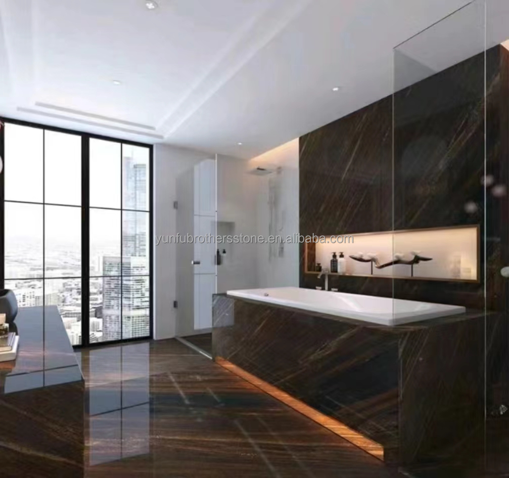 Modern Style Hotel Flooring Sheet Customized Golden Sand Quicksand Brown Granite Marble