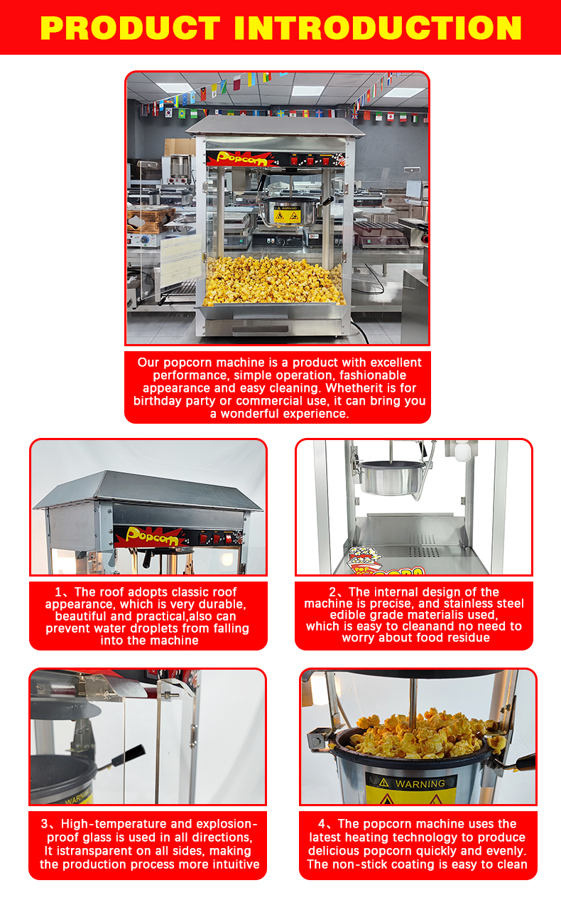 550*412*750mm EB-07 Commercial Popcorn Machine for Cinema and Shopping Malls