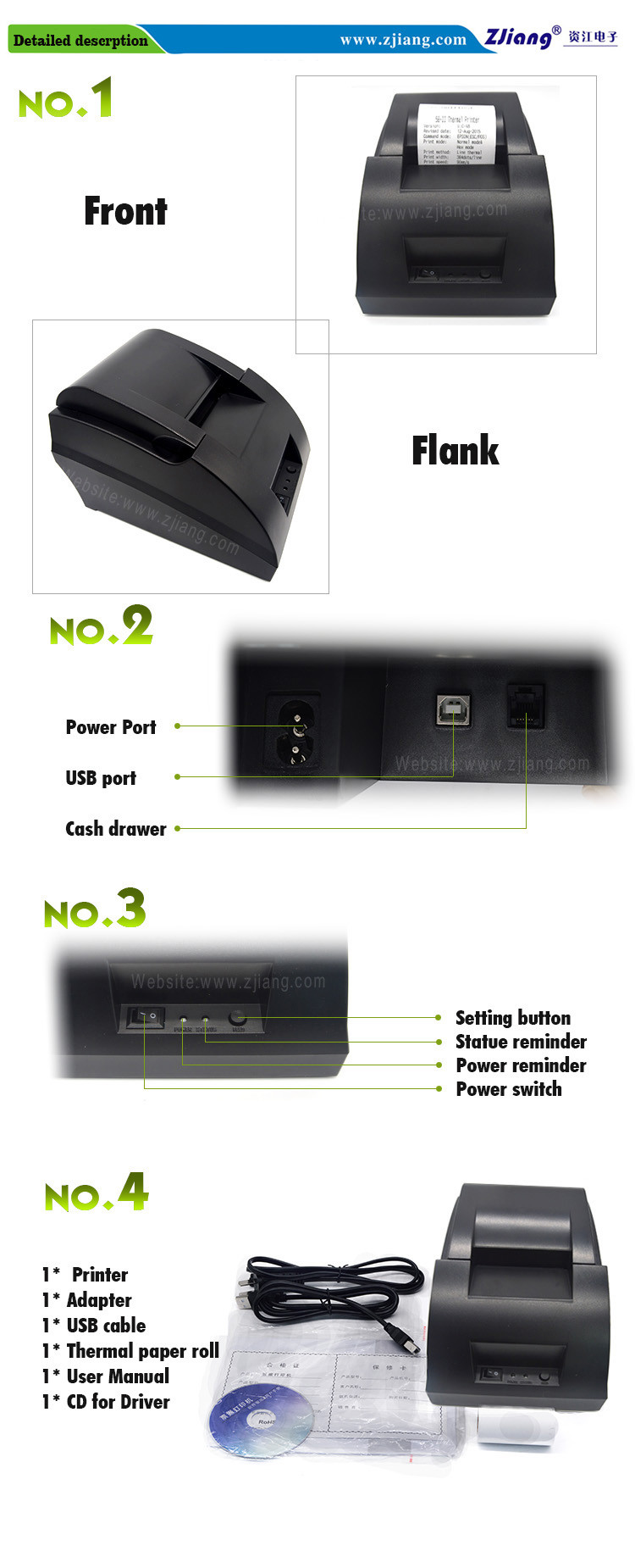 Bluetooth Wifi Mobile 58mm POS Thermal Printers Android System