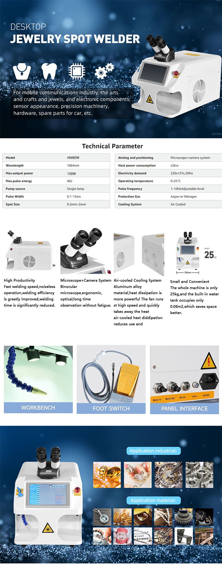 Economical Custom Design Mini White Metal Laser Welding Machine Easy to Operate and with YAG Spot Welding Mode