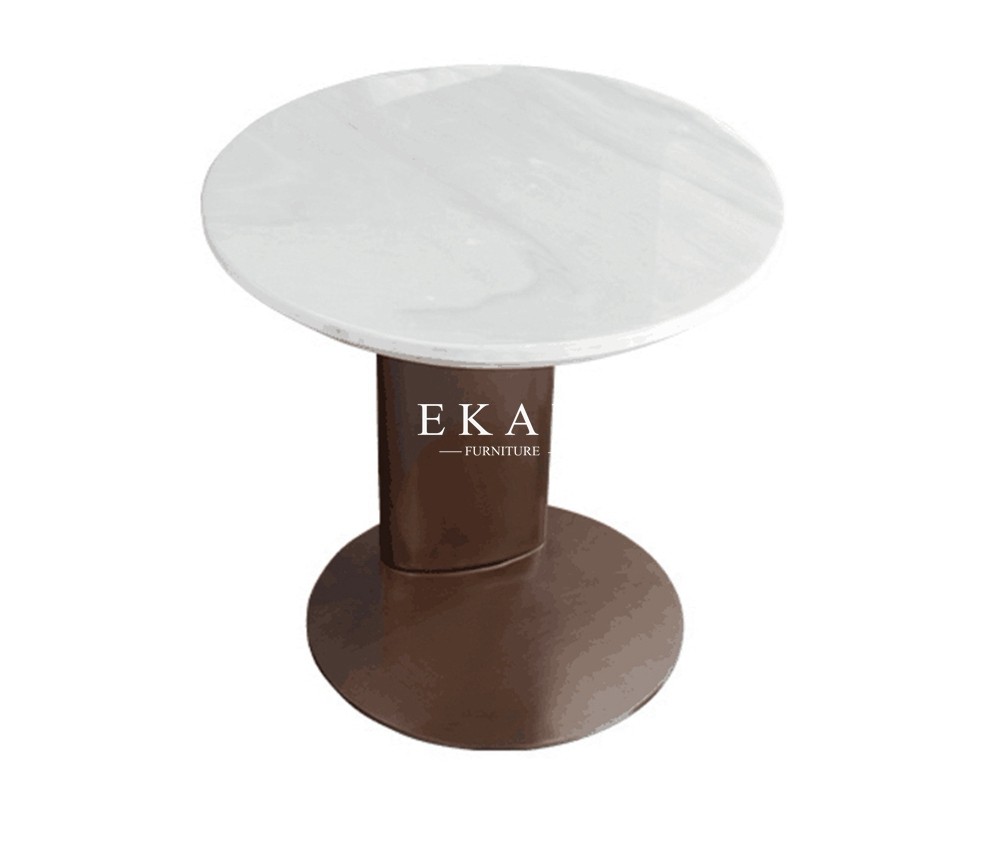 Living Room Round Modern Marble Top Stainless Steel Side Table