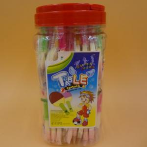 China Table Tennis Shape compressed candy milk chocolate strawberry flavor in on bottle wholesale