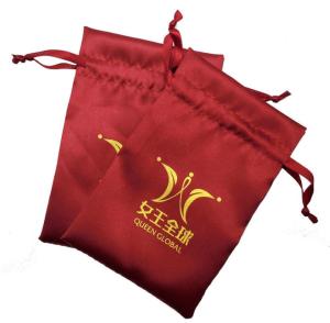 China 10x15cm Jewelry Drawstring Pouch Promotional Red Satin Bag With Logo Fabric Drawstring Gift Bags wholesale