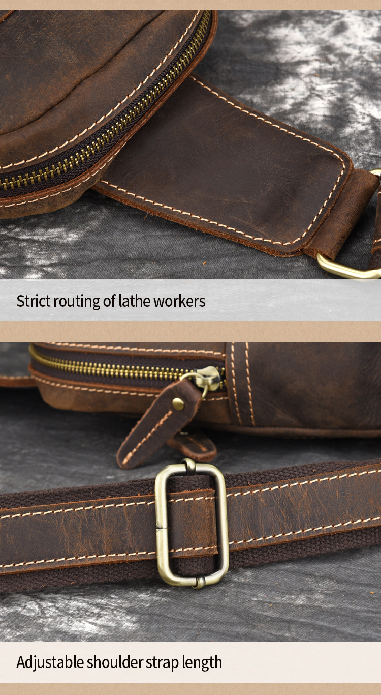 Functional Customized Cowhide Leather Sling Crossbody Backpack for Travel Hiking