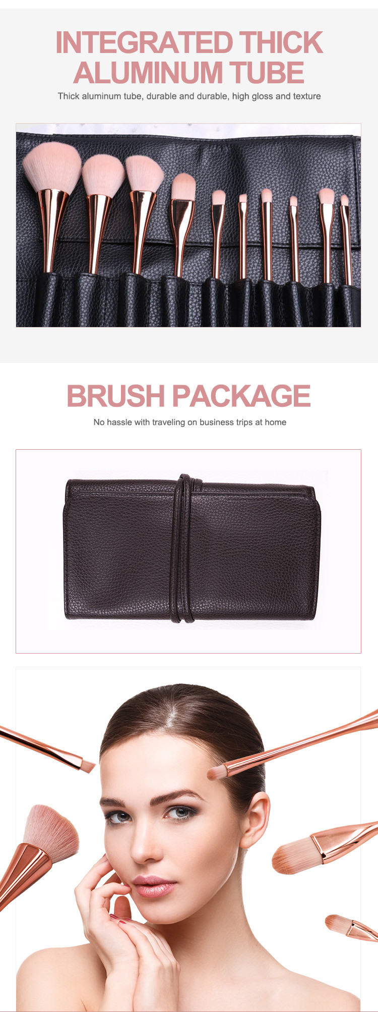 Fiber Wool Compact Foundation Brush , Professional Foundation Brush Light Weight