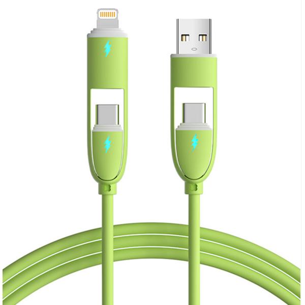 Multi Function Silicone 4 In 1 Charging Cable 60W Fast Charging USB Data Cable