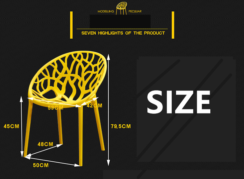 Integral Moulding Hollow Plastic Dining Chairs For Restaurant / Coffee Bar