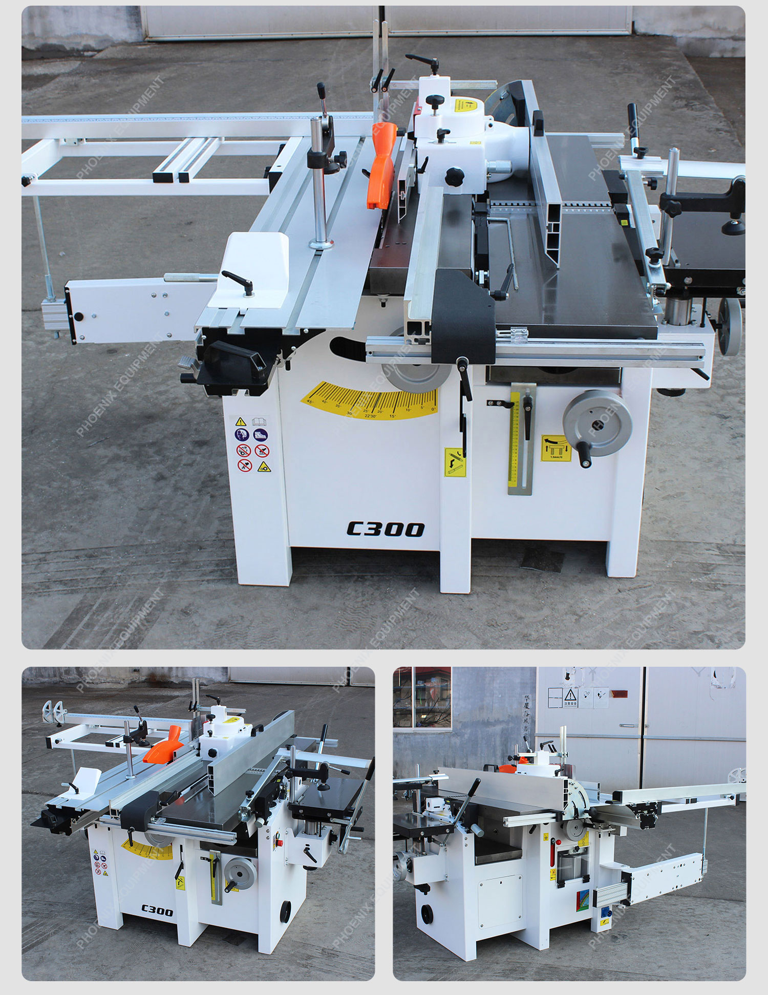 0-2kW 5 in 1 Combined Sliding Panel Saw Spindle Moulder Table Woodworking Planer Machine